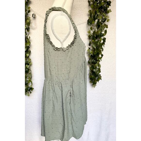 Staccato Sage Green Rayon Lined Mini Babydoll Dress with Pockets Women's Large - Picture 6 of 11